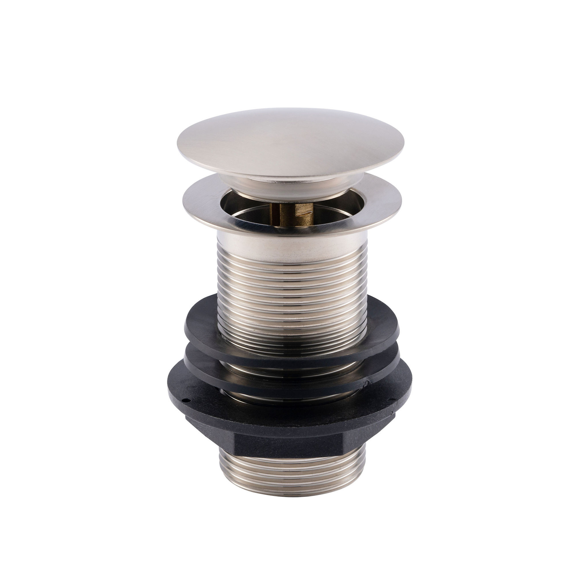 ENKI, W14, Brushed Nickel, Unslotted, Standard 1.1/4" Connection Pop Up Basin Waste Sink Plug, Click Clack, Allows Water to Drain Away, Durable Finish, Modern Bathroom Accessoires image